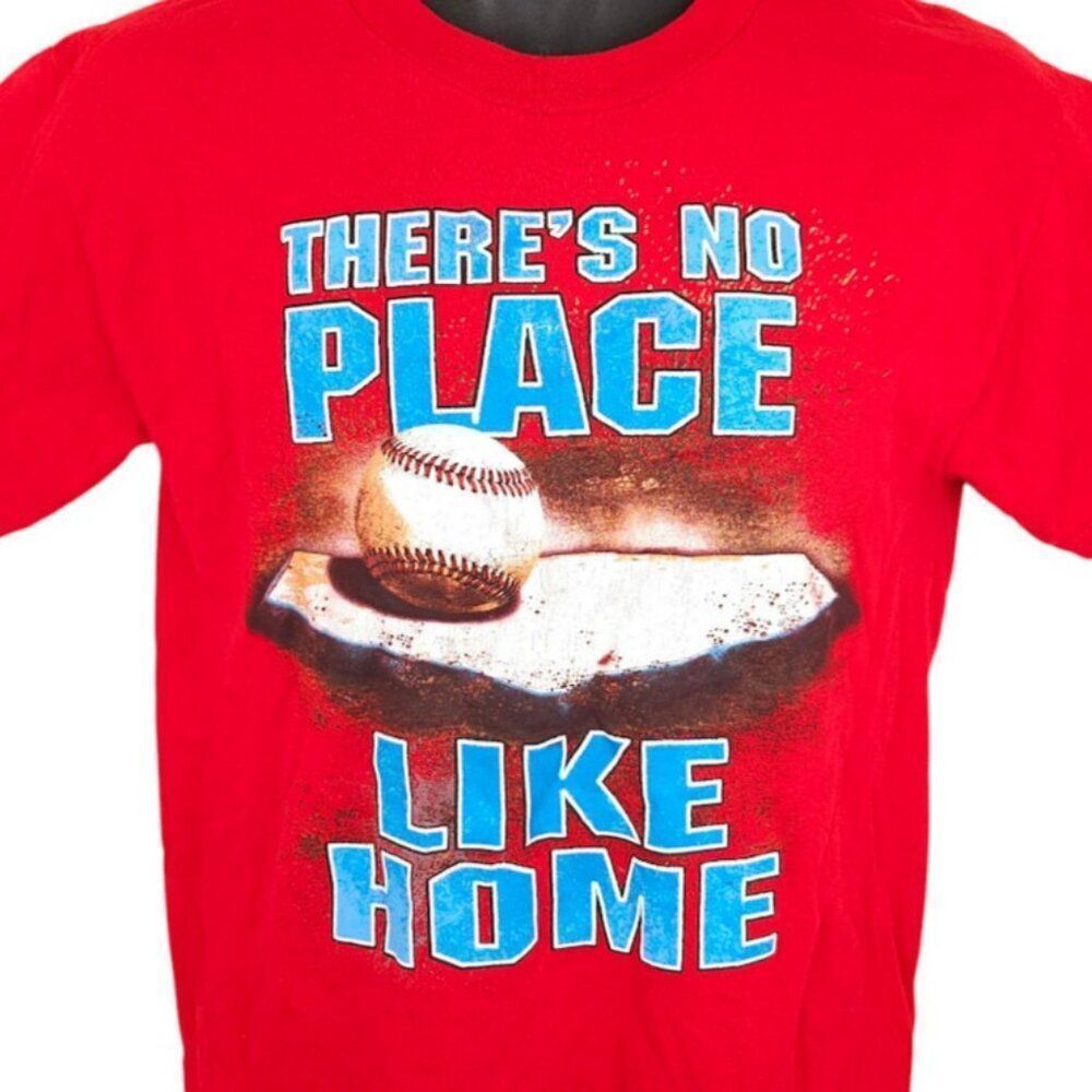 Vintage Softball Baseball T Shirt Mens Size Medium Red Y2K No Place Like Home